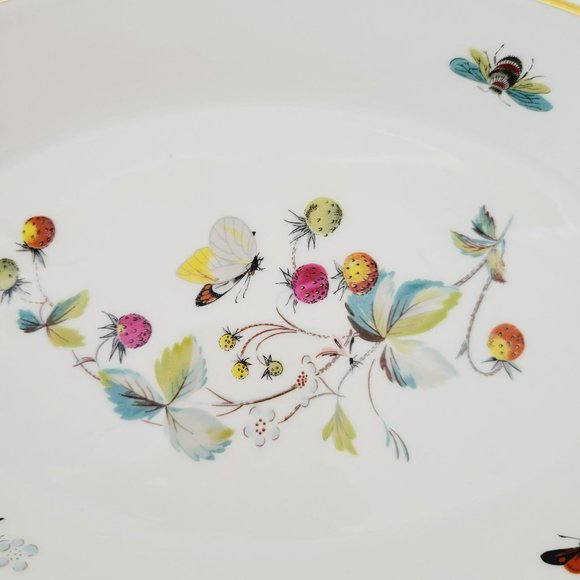 Royal Worcester Strawberry Fair Gold Trim Oval Baking Dish Size 10 Butterflies - Picture 4 of 13